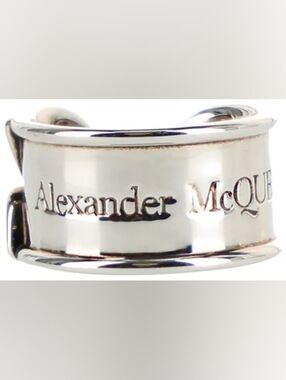 Alexander McQueen Safety Pin Ring In Silver New In Box Size 21 It. Made In Italy